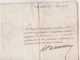 Royauté Lettre Autographe Signature Alexandre Marie Léonor De Saint-Mauris-Montbarrey Nomination Capitaine - Autres & Non Classés
