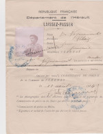 Guerre 14 Laissez Passer Département De L'Hérault Canton Pézenas Commissaire De Police 12 8 1914 - Guerra Del 1914-18