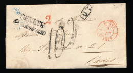 CACHET DATEE GENEVE 9 AVRIL 1840   TO PARIS       3 SCANS - ...-1845 Préphilatélie