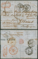 LAC Non Affranchie (abimé, Calais 1851) > Poste Restante à St-Ghislain + DEBOURSE / MONS & Passage "France / Mouscron" - Landelijks Post