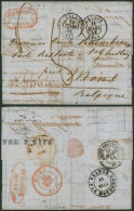 LAC Non Affranchie (abimé, Calais 1851) > Poste Restante à St-Ghislain + DEBOURSE / MONS & Passage "France / Mouscron" - Landpost (Ruralpost)