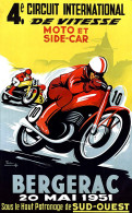 Affiche Poster - Course Moto Bergerac 1951 - Motos