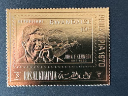 Ras Al Khaima 1970 Mi. B 775 A John F. Kennedy Stamp On Stamp Philympia Rwanda Space Espace Or Gold - Kennedy (John F.)
