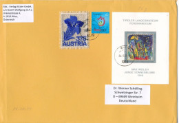 Österreich Wien TGST Mi. Block 26 Ferdinandeum Tirol Gemälde + Mi. 2073 Enzian Stoffmarke + Mi. 2707 Fussball EM - Storia Postale