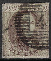 BELGIQUE Ca.1851-57:  Le Y&T 6a, TB Obl. GC 4, Nuance Brun Clair - 1851-1857 Médaillons (6/8)