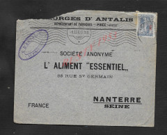 LETTRE COMMERCIALE DE GRÈCE SUR TIMBRE FORGES D ANTALIS REPRÉSENTANT DE FABRIQUES PIRÉE POUR NANTERRE SEINE : - Storia Postale