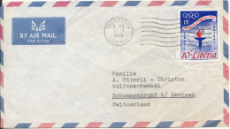 Liberia Air Mail Cover Sent To Switzerland Monrovia 7-6-1965 Single Franked Olympic Winter Games Insbruck - Winter 1964: Innsbruck