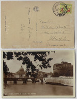 Vatican 1932 Postcard Photo Of Castel Sant'Angelo And Saint Peter's Basilica Sent To Germany Stamp 25 Centésimi - Lettres & Documents