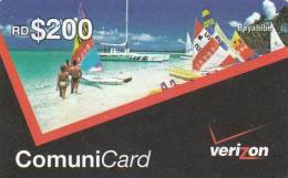 Dominican Rep, Verizon RD$200, Bayahibe Beach, Sailing, RRR - Dominicana