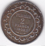 Protectorat Français 2 Francs 1908 A – AH 1326 , En Argent, Lec# 264 - Tunisia