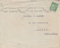 Lettre Obl. Krag (Villégiature / Au Milieu / Des Forêts) Epinal RP Le 12/12/38 (Tarif Du 17/11/38) Sur N° 367 90c Paix - 1932-39 Paix