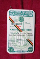 Carte De Membre - Fédération Nationale Des Militaires Mutilés Et Invalides De La Guerre - N° 23480 - Tessere Associative