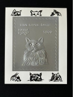 Batum Georgie Georgia Private Issue S/S Souvenir Sheet Block Bloc Katze Cat Chat Animal Tier Silver Argent Silber - Gatos Domésticos