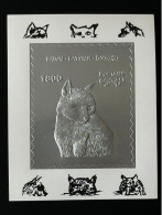 Batum Georgie Georgia Private Issue S/S Souvenir Sheet Block Bloc Katze Cat Chat (II) Animal Tier Silver Argent Silber - Georgia