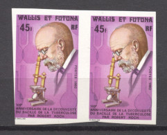 Wallis And Futuna, 1982, Robert Koch, Tuberculosis, Nobel Prize, Microscope, Imperforated Pair, MNH, Michel 409 - Imperforates, Proofs & Errors