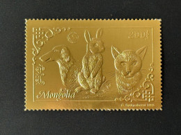 Mongolie Mongolia 1993 Mi. 2473 A Or Gold Rotary Lions Chien Hund Dog Katze Cat Chat Lapin Rabbit Hase - Conejos