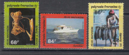 1993 French Polynesia Fishing Fish  Complete Set Of 3 MNH - Neufs