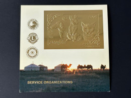 Mongolie Mongolia 1993 Mi. Bl. 224 Or Gold Rotary Lions Chien Hund Dog Katze Cat Chat Lapin Rabbit Hase - Conejos