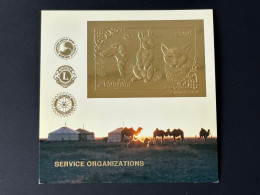Mongolie Mongolia 1993 Mi. Bl. 224 Or Gold Rotary Lions Chien Hund Dog Katze Cat Chat Lapin Rabbit Hase - Rotary, Club Leones