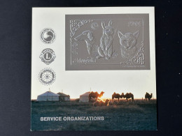 Mongolie Mongolia 1993 Mi. Bl. 225 Silver Argent Rotary Lions Chien Hund Dog Katze Cat Chat Lapin Rabbit Hase - Domestic Cats