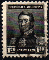 Argentina 1896-1897 (o) GJ #216 FILIGRANA F San Martín 1.20 Pesos Negro. - Gebruikt