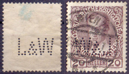 AUSTRIA - PERFINS  "L & W" - O - 1917 - Perforadas