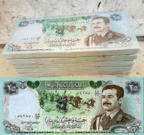Iraq XF Saddam 25 Dinar Military Uniform 1000 Notes 1986 Used Full Brick - Iraq