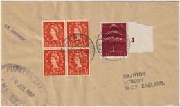 GB / THE NETHERLANDS - 1958 PAQUEBOT Cover From RMS "ARNHEIM" Cancelled "HOEK VAN HOLLAND" With Mixed Franking - Brieven En Documenten