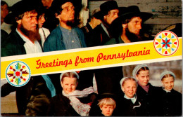 Greetings From Pennsylvania With Amish Children And Gentleman Dutch Split View - Souvenir De...