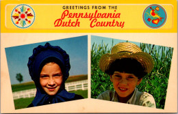 Greetings From The Pennsylvania Dutch Country With Amish Children - Souvenir De...