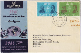 MAURITIUS - 1962 B.O.A.C. First Flight Cover MAURITIUS TO LONDON - Special Date Stamp - Mauritius (...-1967)