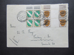 1947 Französische Zone Mi.Nr.3 Als 2 Zwischenstegpaare Vom Oberrand MiF / Nr.1 Oberrand 4er Block Stempel Altglashütten - Autres & Non Classés