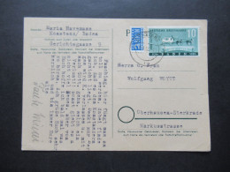 1949 / 50 Französische Zone Württemberg Baden Nr.54 SÜBA EF Mit Notopfer Fern PK Konstanz - Oberhausen - Baden