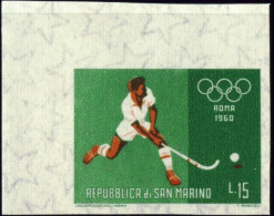 FIELD HOCKEY-ROME OLYMPICS-1960- ERROR- COLOR SHIFT- IMPERF WATERMARK- SAN MARINO- EXTREMELY RARE -MNH-A5 - 486 - Errors, Freaks & Oddities (EFO)