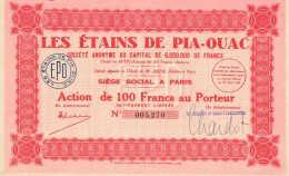 Indochine - Les étains De Pia-Ouac - Action De 100 F / 1930 - Asien