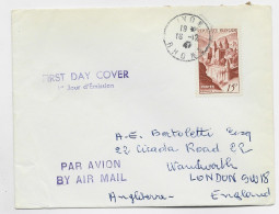 FRANCE N° 792 15FR SEUL  LETTRE COVER AVION LYON 18.12.1947 POUR ANGLETERRE AU TARF   1ER JOUR DU TIMBRE FDC PEU COMMUN - ....-1949