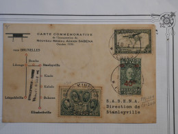 BQ 4 CONGO BELGE BELLE  LETTRE 1ER VOL 1936 PAR AVION .SABENA+PETIT BUREAU KINDU +STANLEYVILLE ++ AFFR. INTERESSANT+++ + - Lettres & Documents