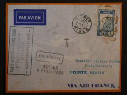 BQ4 NIGER  BELLE  LETTRE RR +++  1937 1ER VOL SABENA+ NIAMEY POINTE NOIRE MOYEN CONGO+AIR FRANCE+ AFFR. INTERESSANT+++ + - Cartas & Documentos