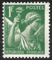 FRANCE  1939-41  -  YT 432 -   Iris 1f  Vert -  NEUF** - 1939-44 Iris