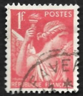 FRANCE  1939-41  -  YT 433 -   Iris 1f  Rouge -  Oblitéré - 1939-44 Iris