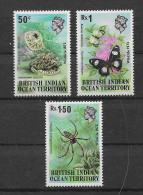 Britisches Terretorium Im Indischen Ozean 1973 Schmetterling Mi.Nr. 54/56 Kpl. Satz ** - Territorio Británico Del Océano Índico