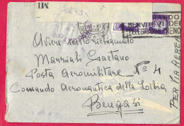 BUSTA VIA AEREA CON CONTENUTO PER POSTA AEROMILITARE 4 "BENGASI" DA MILANO*18.XI.40* - BOLLI E FASCETTA CENSURA - Marcophilie (Avions)