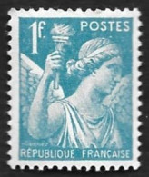 FRANCE  1944  -  YT 650 -   Iris 1f Bleu -  NEUF* - 1939-44 Iris