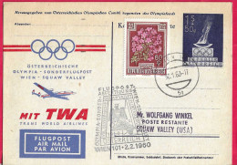 AUSTRIA - FIRST FLIGHT TWA FROM WIEN TO SQUAW VALLEY*30.1.60* ON OFFICIAL POSTAL CARD - Autres & Non Classés