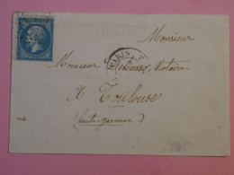 BQ4 FRANCE  BELLE  LETTRE +++1863 PARIS A TOULOUSE   +NAPOLEON N°22+ AFFR. INTERESSANT+++ + - 1862 Napoleon III