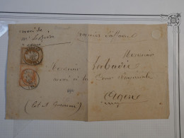 BQ4 FRANCE    LETTRE DEVANT  PAPIERS D AFFAIRES +++1863 A AGEN  +NAPOLEON  + AFFR. PLAISANT+++ + - 1862 Napoleone III