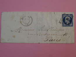 BQ4 FRANCE BELLE  LETTRE  +++1866 PARIS  +NAPOLEON N°14  + AFFR.INTERESSANT+++ + - 1853-1860 Napoleon III