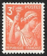 FRANCE  1944  -  Y&T 655 -   Iris 3F Rouge Orangé - NEUF** - 1939-44 Iris