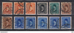 EGYPT:  1936/37  FOUAD I°  -  LOT  12  USED  STAMPS  -  YV/TELL. 172//178 - Usados