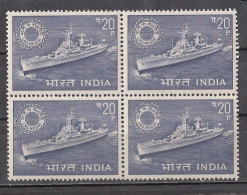 INDIA  1968 INDIAN NAVY, INS NILGIRI, BLOCK Of 4,  Ship, Militaria,  1v  MNH (**) - Ongebruikt